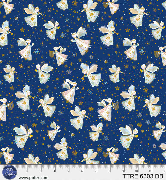 Turnowsky Treasures Allover Angels Dark Blue 44"/45" Cotton Fabric Per Yard
