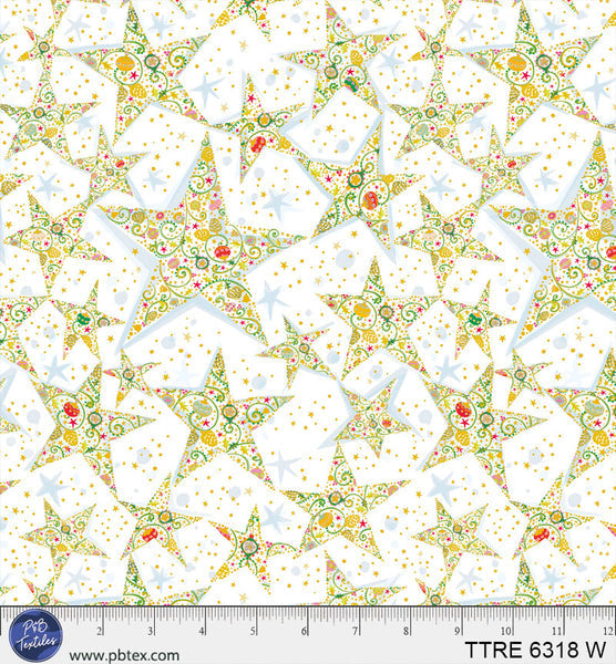 Turnowsky Treasures Starry Allover White 44"/45" Cotton Fabric Per Yard