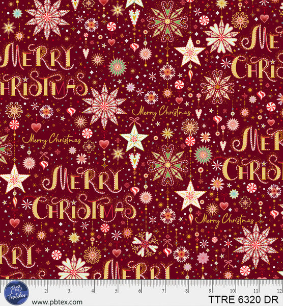 Turnowsky Treasures Peppermint Merry Christmas Allover Dark Red 44"/45" Cotton Fabric Per Yard