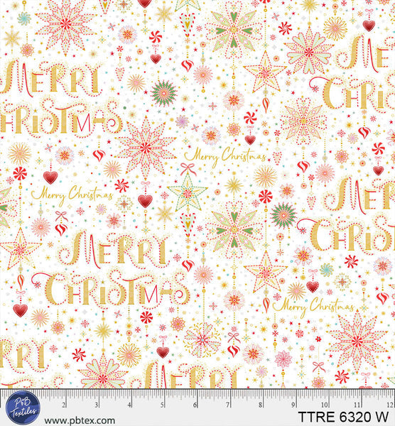 Turnowsky Treasures Peppermint Merry Christmas Allover White 44"/45" Cotton Fabric Per Yard