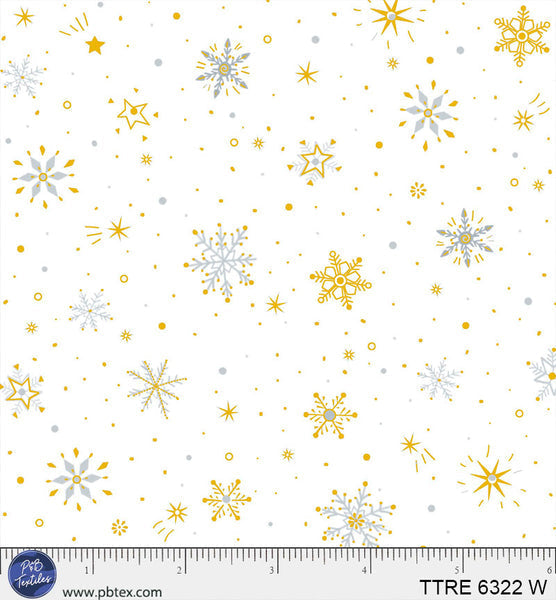 Turnowsky Treasures Ditzy Snowflake Allover White 44"/45" Cotton Fabric Per Yard