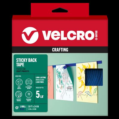 VELCRO Brand Sticky Back 10ft x 3/4in tape. Blue