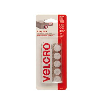 VELCRO (R) Sticky Back 5/8in circles- White 15 Ct