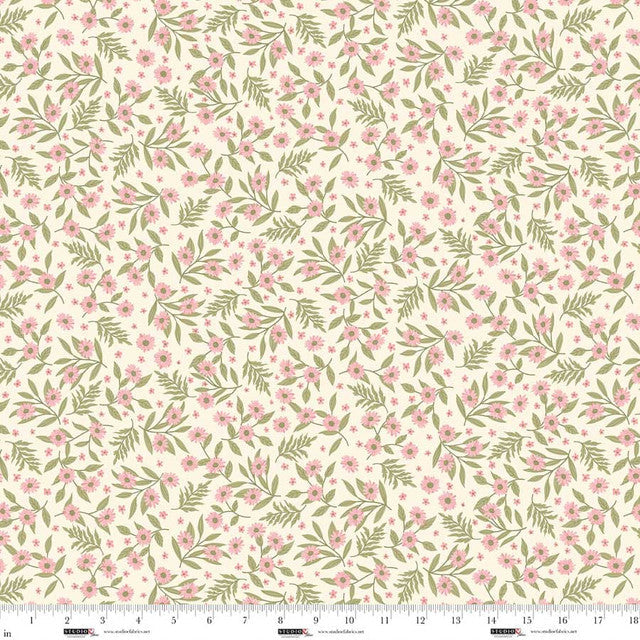 Warm White Daisy Layla 44"/45" Cotton Fabric per Yard