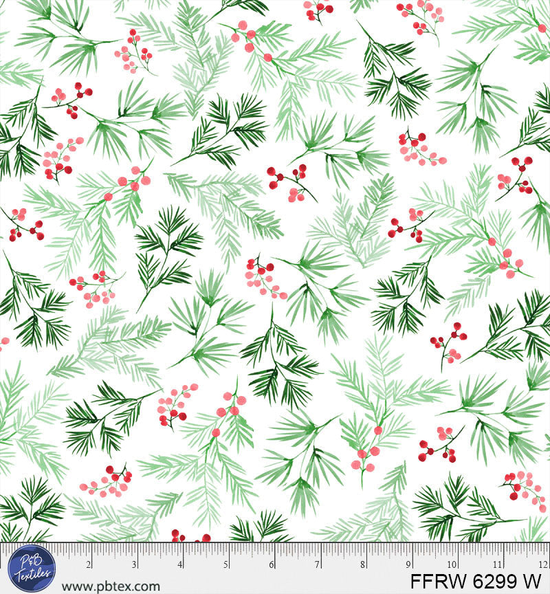 White First Frost Pine Spring 108" Cotton Fabric Per Yard