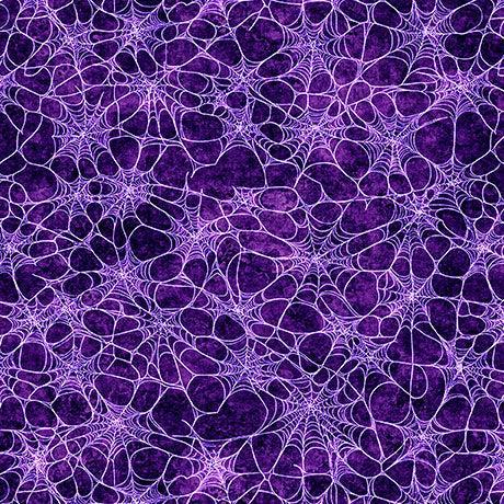 Purple Spiderwebs Witchypoo Cotton 44"/45" Fabric Per Yard
