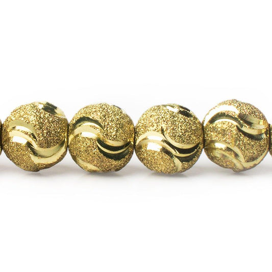 10mm Brass Diamond Cut Double Wave Rounds 8 inch 20 beads