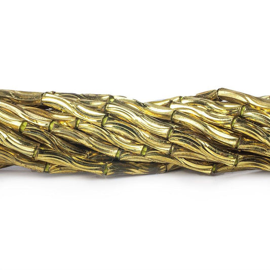 10mm Brass Grooved Wave Tube Beads 8 inch 20 beads