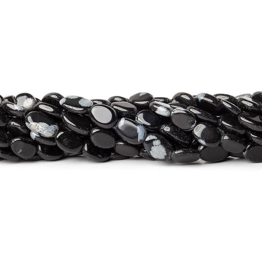 11mm Snowflake Obsidian Plain Oval Beads, 14 inch