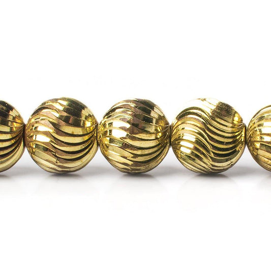 12mm Brass Fluted Rounds 8 inch 19 beads