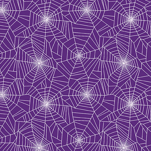 Ghostly Cobwebs Purple Cotton 44"/45" Fabric Per Yard