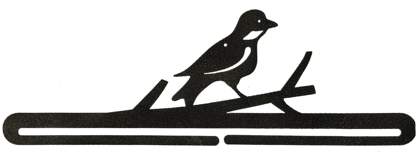 18in Split Bottom Holder Bird On A Branch Charcoal