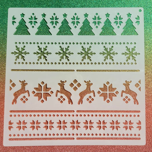 Deer & Snow Stripe Stencil