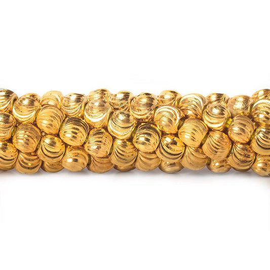 6mm 22kt Gold Plated Brass Wavy Groove Rounds 8 inch 37 beads