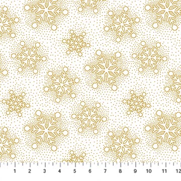 O' Christmas Tree Shimmer White Snowflakes 44"/45" Cotton Fabric Per Yard