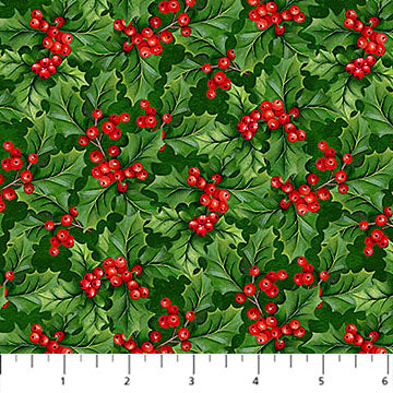 Deck The Halls Holly Pine Multi 44"/45" Cotton Fabric Per Yard