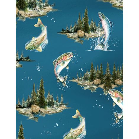 WP Lake Scenic with Fish Blue - Reeled In