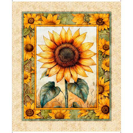 Multi Sunflower Serenade Panel Fabric Panels