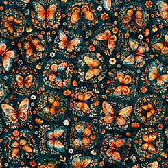 QT Butterflies Dark Teal - Harvest Hollow