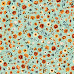 QT Ditzy Floral Dusty Aqua - Harvest Hollow