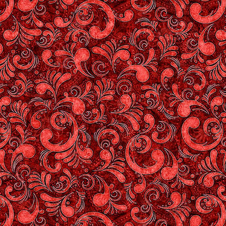 American Country Scrolls Red 44"/45" Cotton Fabric Per Yard
