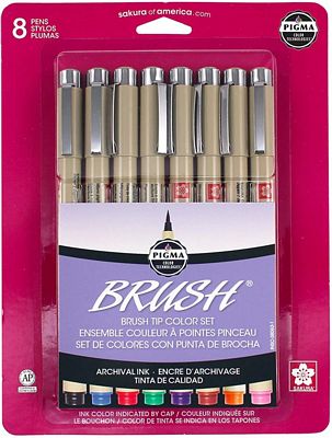 Pigma Brush 8 Piece Set Assorted Colors