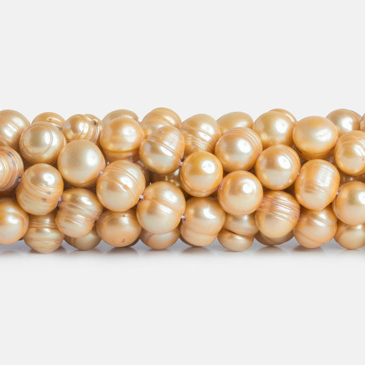 9x11mm Champagne Ringed Baroque Freshwater Pearls 16 inch