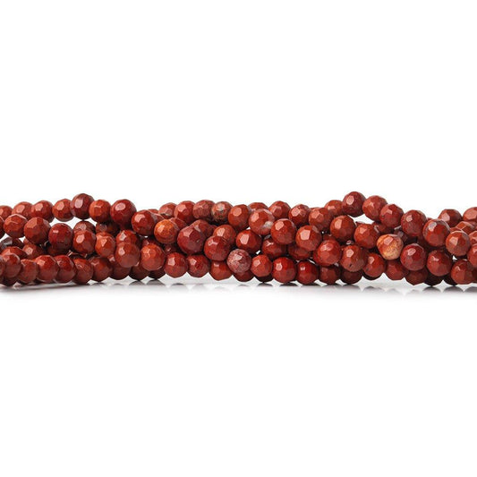 4mm Red Jasper Faceted Round Beads, 14 inch