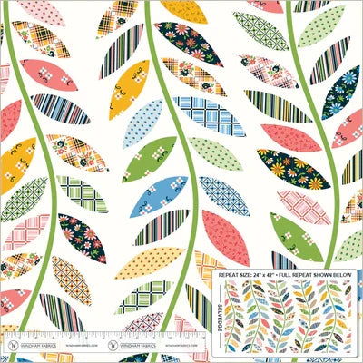 Made Easy Leafy Vine Cheater Ivory 44"/45" Fabric per Yard