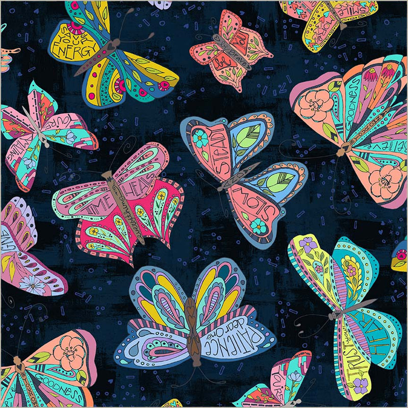 Ink Flutter 108" Cotton Fabric Per Yard
