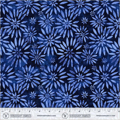 108" Quilt Back Twinkling Daisies Indigo Cotton Wideback Fabric per yard