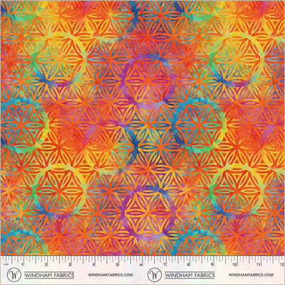 108" Quilt Back Flower of Life Orange Crush Cotton Wideback Fabric per yard