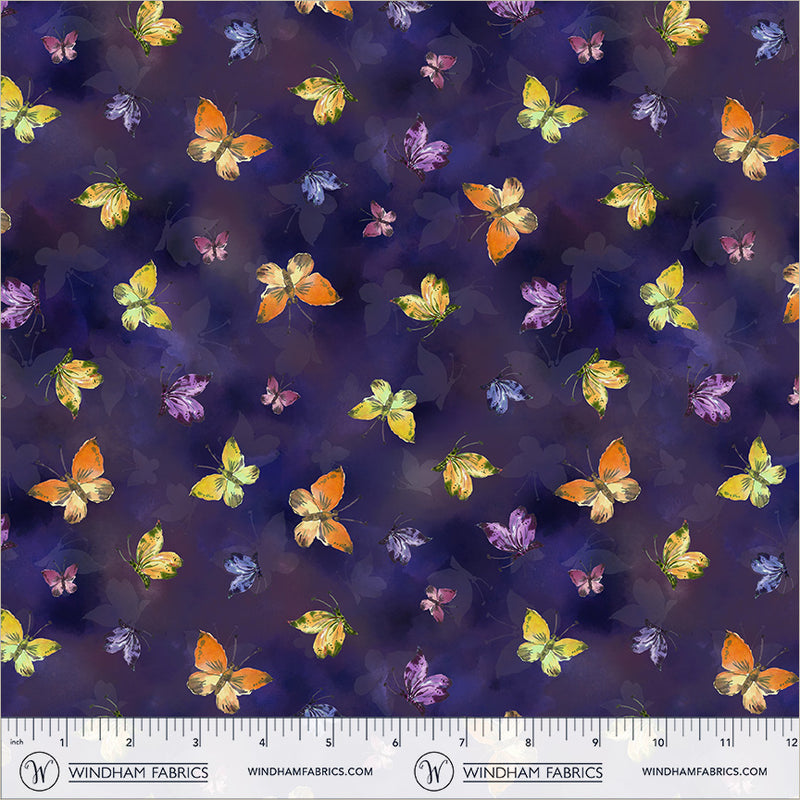 Violeta Butterfly Flight Midnight 44"/45" Cotton Fabric Per Yard