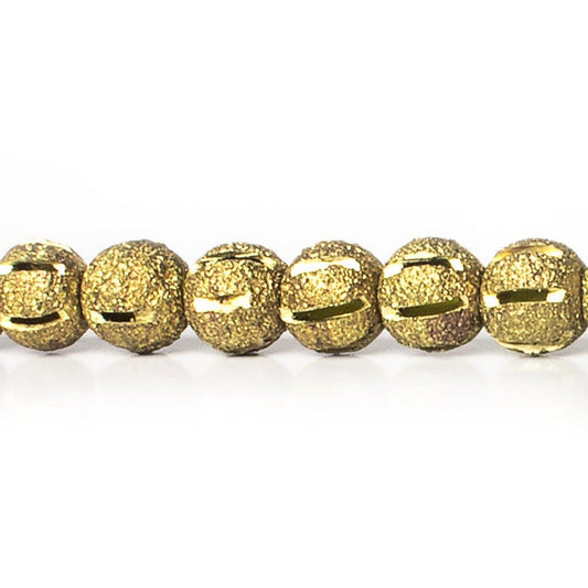 6mm Brass Stripe Stardust Rounds 8 inch 35 beads