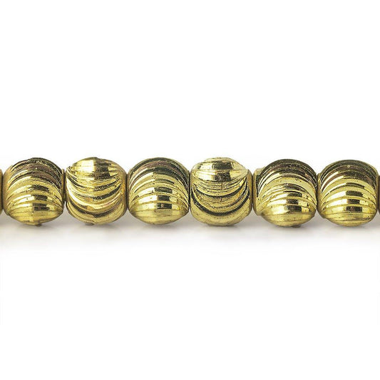 6mm Brass Fluted Round Beads 8 inch 36 beads