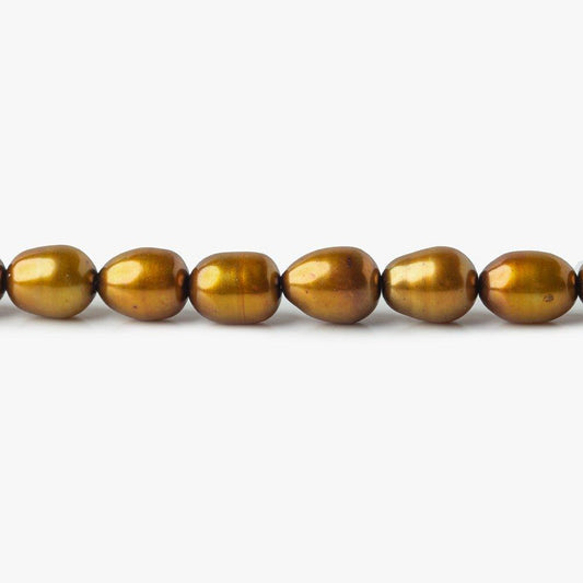 6mm Golden Copper Oval Pearls, 15.5 inch