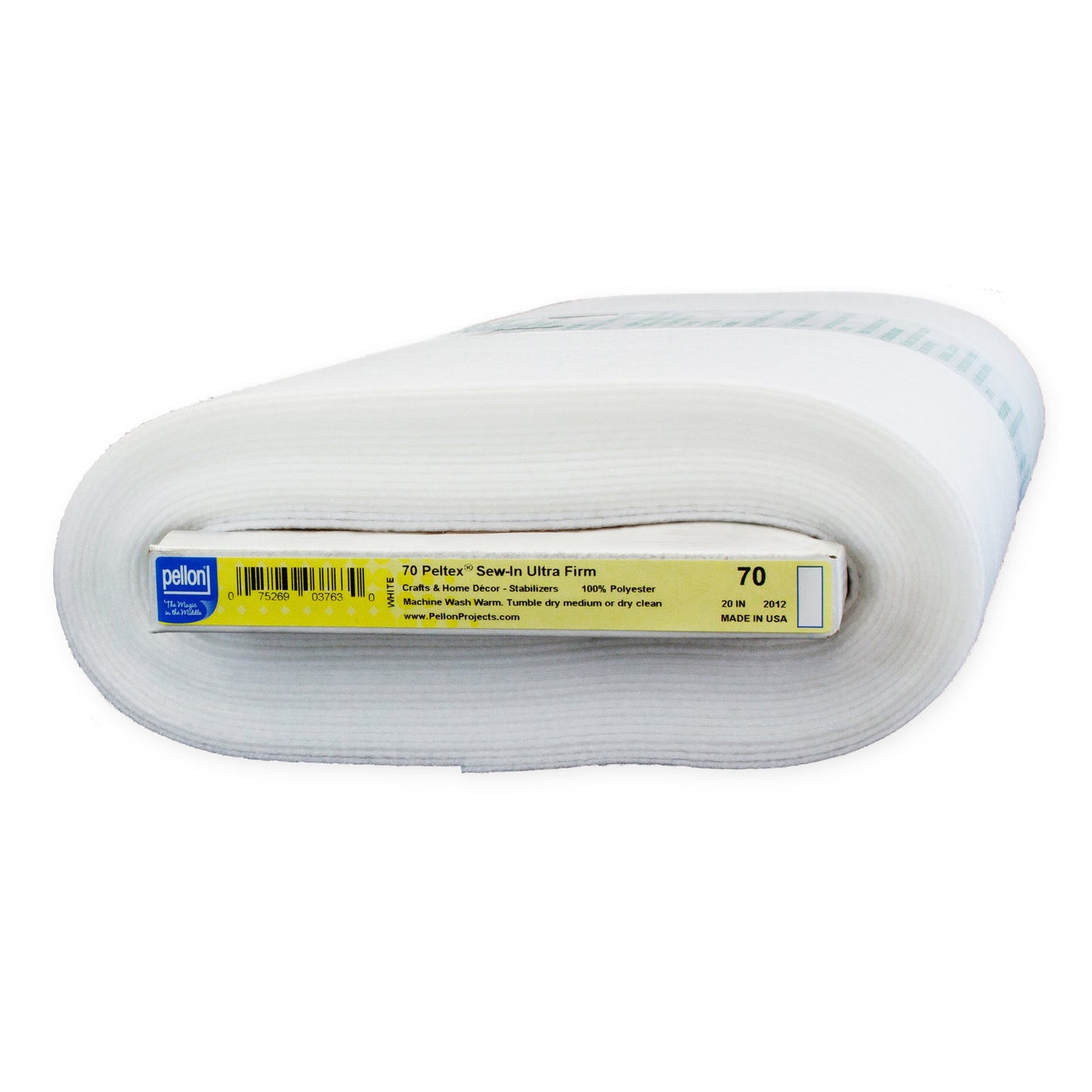 Pellon® 70 Peltex® Ultra-Firm Sew-In Stabilizer 20" x 10 yards Bolt. Color: White.