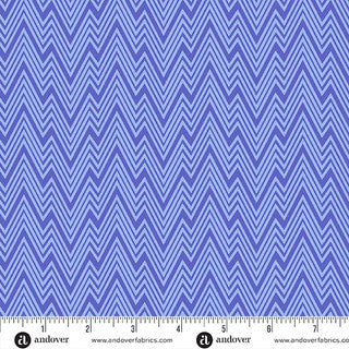 Perfect Day Zigziig Blue Cotton 44"/45" Fabric Per Yard