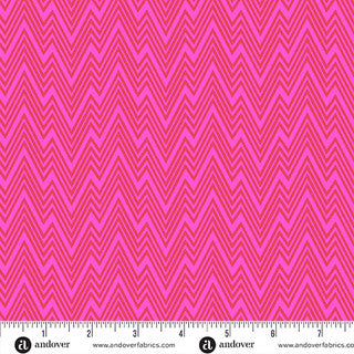 Perfect Day Zigziig Pink Cotton 44"/45" Fabric Per Yard