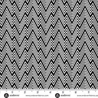Perfect Day Zigziig Black Cotton 44"/45" Fabric Per Yard