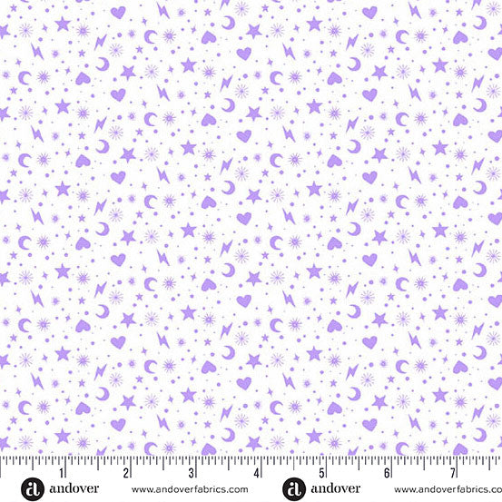 Perfect Day Charm Toss Purple Cotton 44"/45" Fabric Per Yard