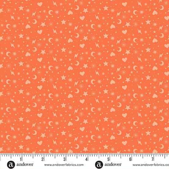 Perfect Day Charm Toss Orange Cotton 44"/45" Fabric Per Yard