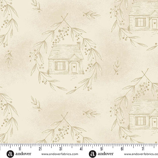Special Delivery Cozy Cottage Wheat 44"/45" Cotton Fabric Per Yard