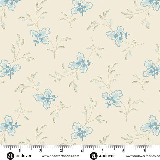 Special Delivery Floating Leaves Tranquil 44"/45" Cotton Fabric Per Yard