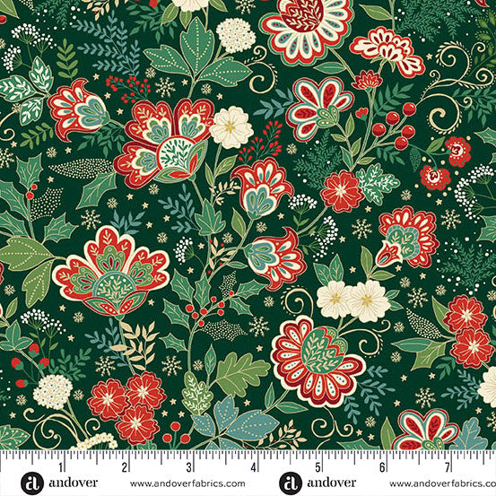 Adorn Bloom Green 44"/45" Cotton Fabric Per Yard