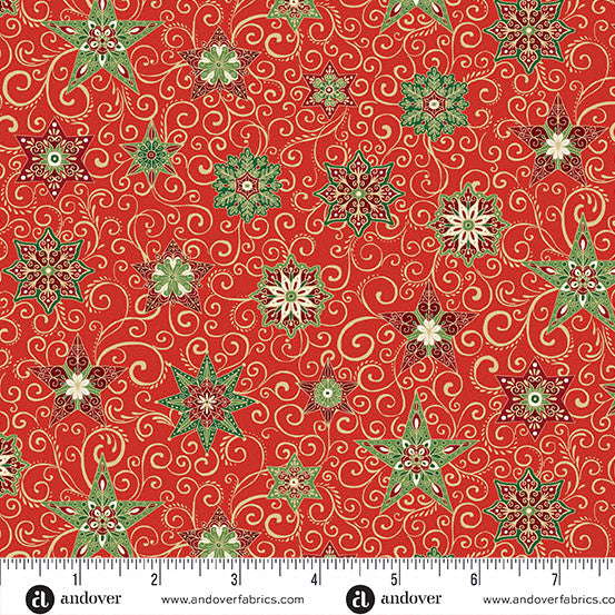 Adorn Star Red 44"/45" Cotton Fabric Per Yard