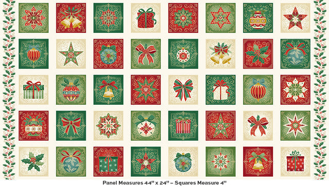 Adorn Squares Cream Cotton Fabric 44" x 24" Panel