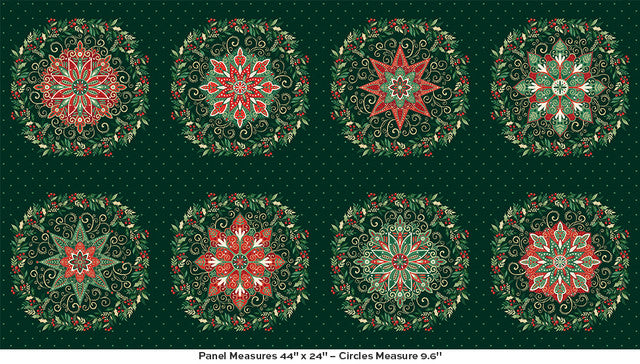 Adorn Circles Green Cotton Fabric 44" x 24" Panel