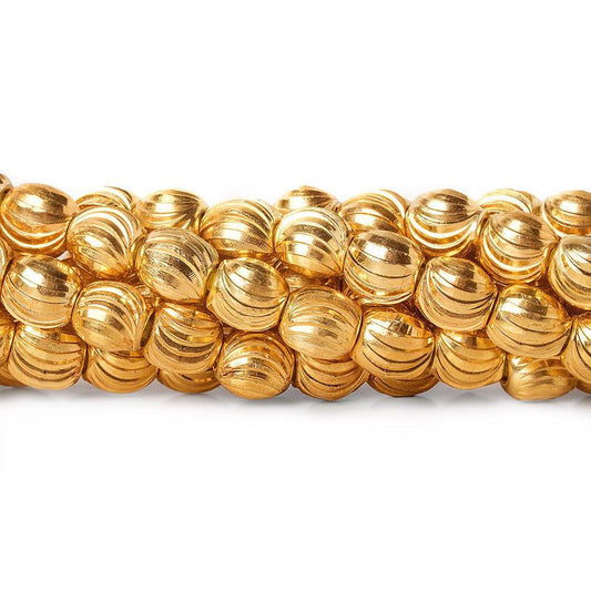 7x6mm 22kt Gold Plated Brass Scallop Ovals 8 inch 30 beads
