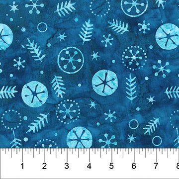 Banyan 80823-62 Winter Wonder - Teal and Turquoise snowflake 45" wide fabric per yard